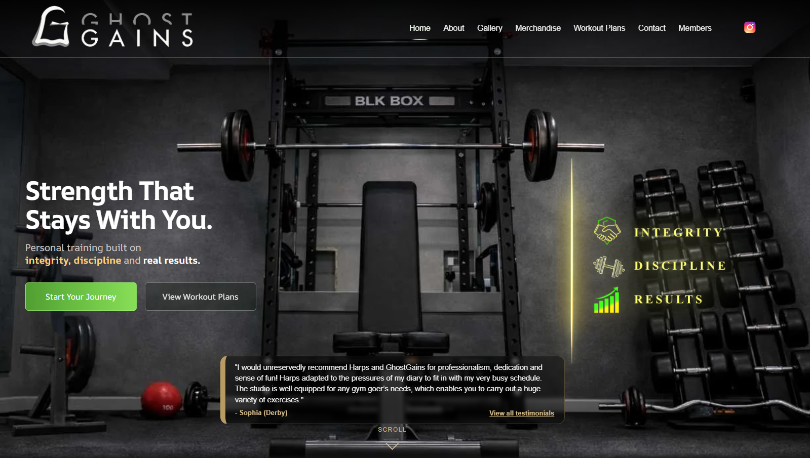 GhostGains website shown on screen