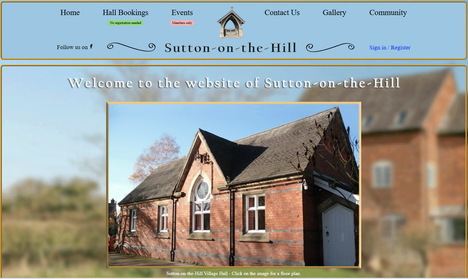 Sutton-on-the-Hill website shown on screen