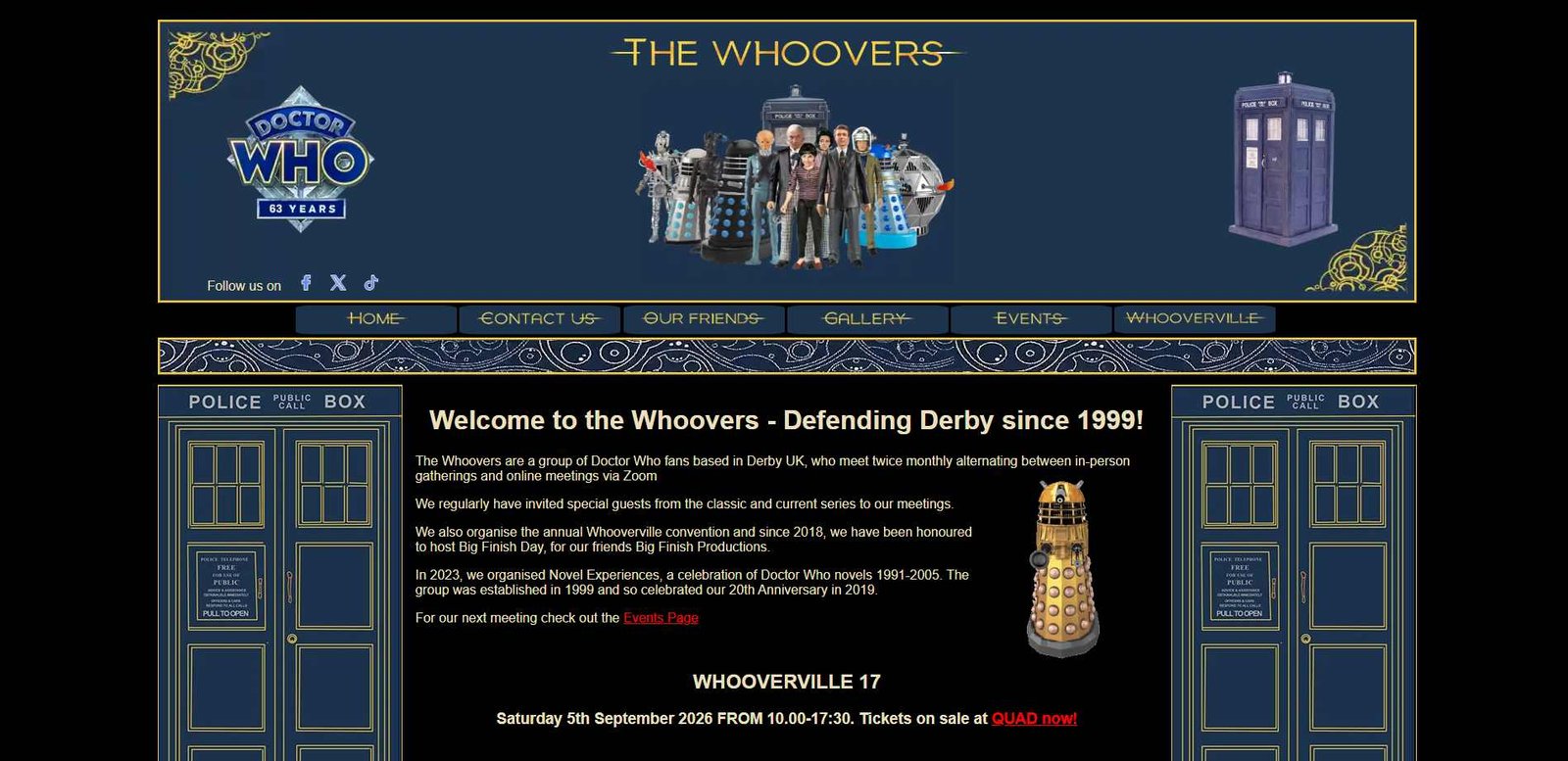 The Whoovers website shown on screen